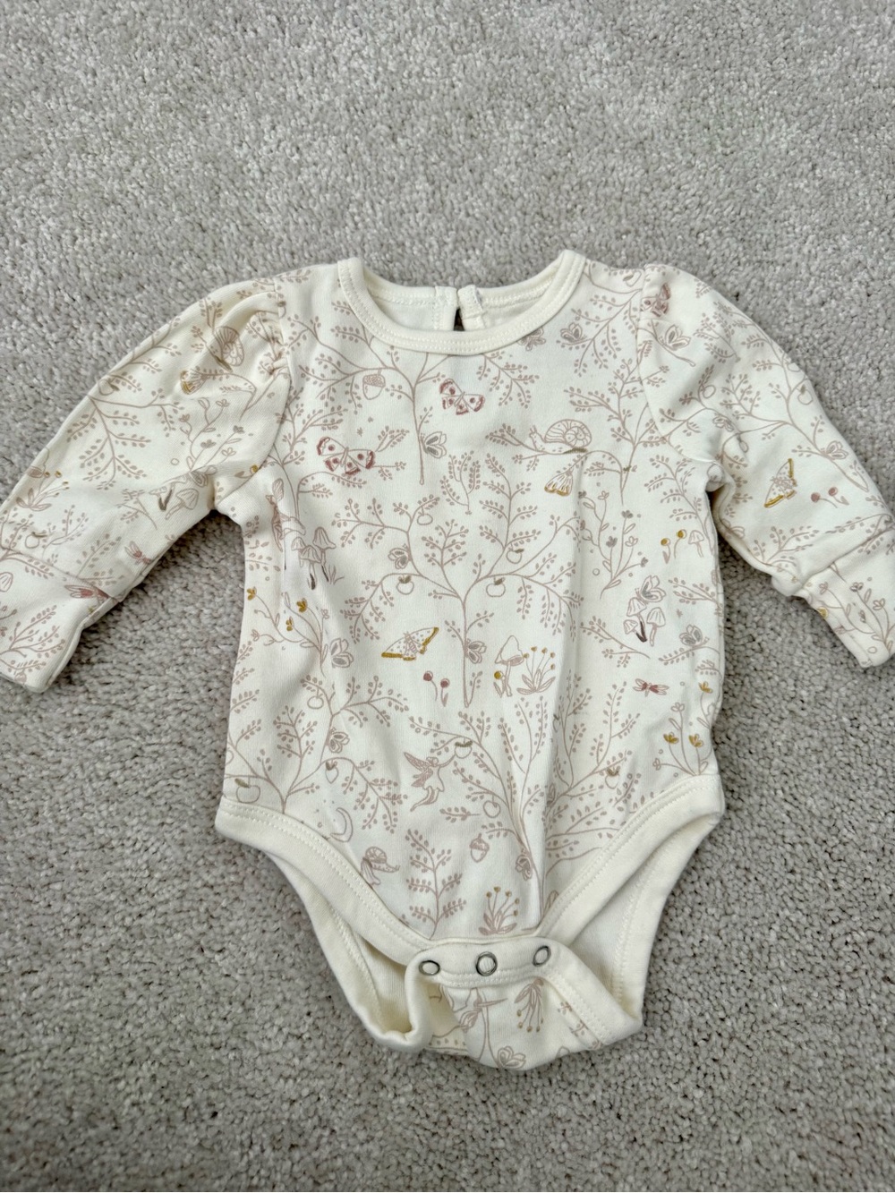 Pehr Neutral Botanical Print Long-Sleeve Baby One-Piece Organic Cotton